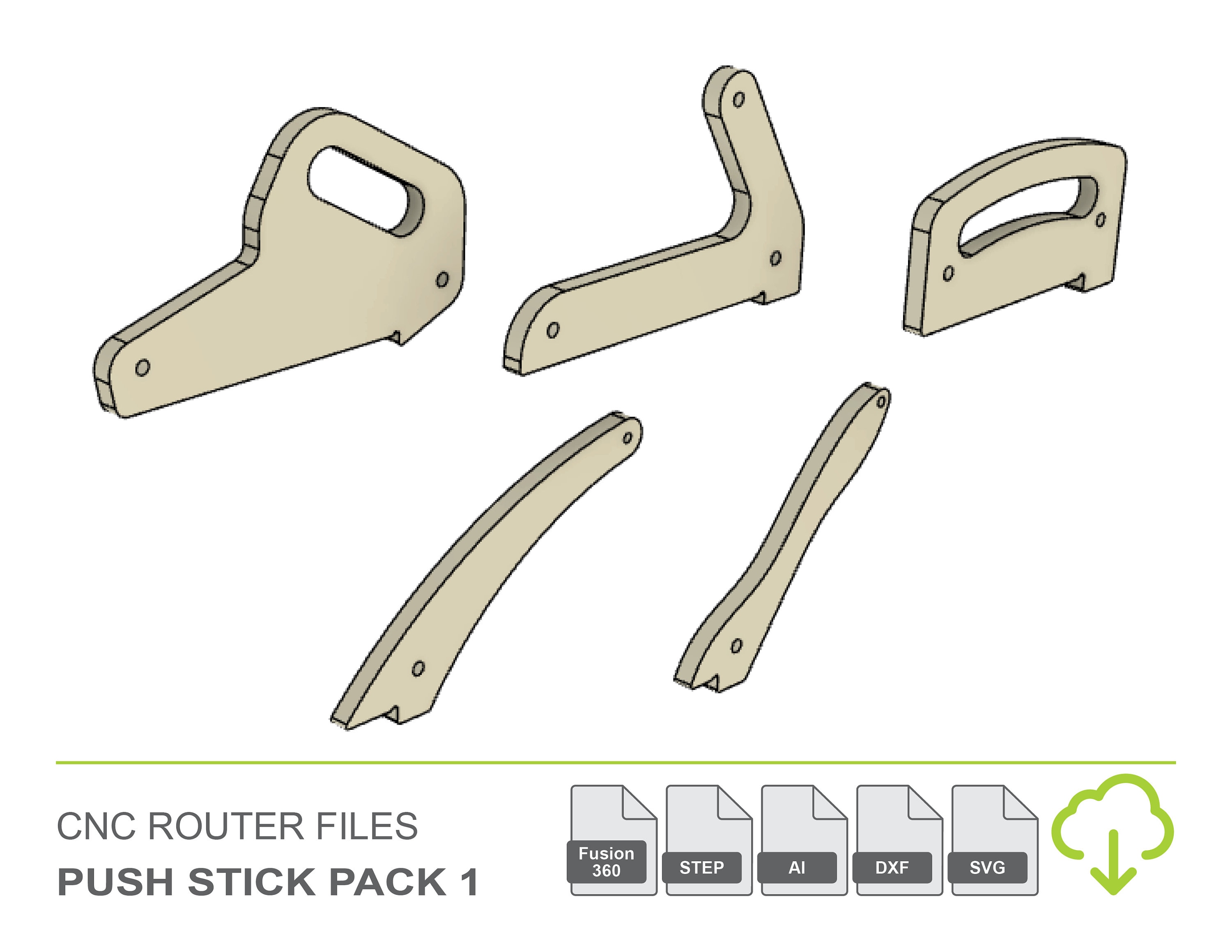 Table Saw Push Stick Pack 1 CNC Router Files Pack of Multiple Etsy