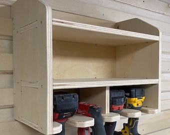 CNC Router Files French Cleat Wall Cordless Tool Organizer 4 Slot - Power Drill Holder Charging Station CNC Plans