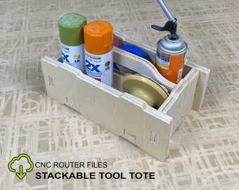 Herramienta apilable Tote Box CNC Router Files, CNC Router Your Stackable Took Box, Fusion 360 step svg eps dxf file