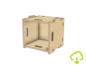 Caja de registro de vinilo apilable de archivo CNC, cajas de madera contrachapada Modular DIY, caja de caja Modular, archivos de diseño 3D cad Fusion 360 step dxf svg