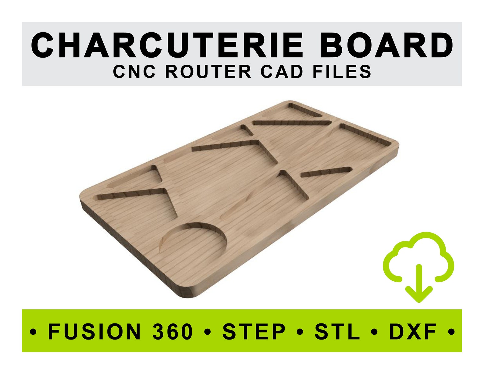 CNC Router File Charcuterie Board Tray Serving Tray, 3D Model File, 3D ...