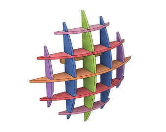 Spherical Wall Waffle Shelves Shelf CNC Files , Woodworking Spherical Waffle Shelf Plans,  Fusion 360 STEP dxf eps svg illustrator files