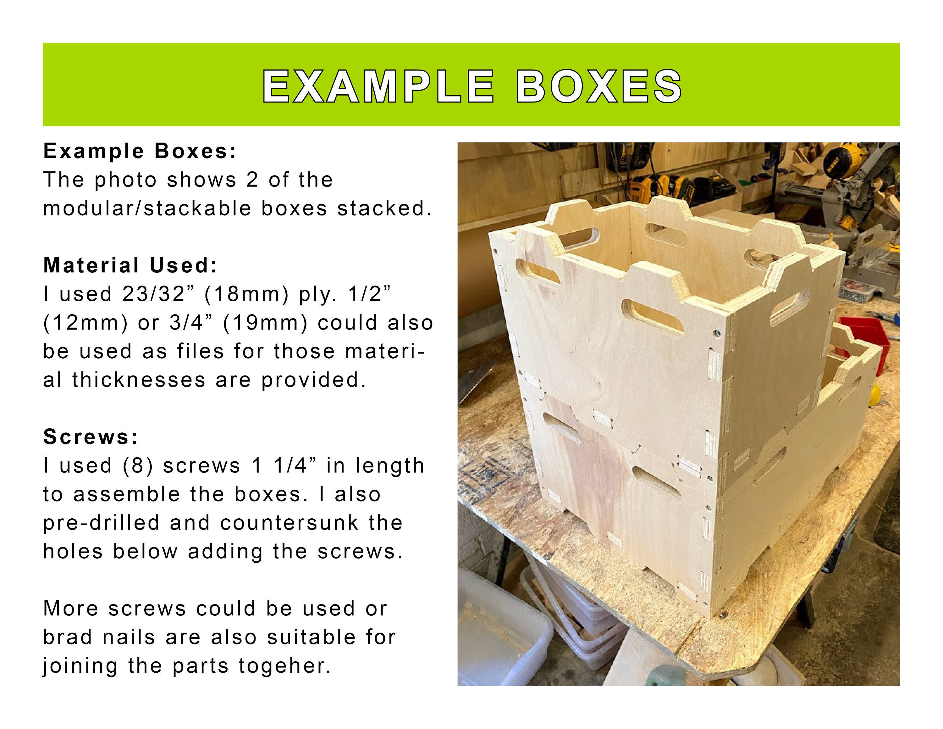 CNC Router Stackable Box Crate Files, 5 Box Set, DIY Modular Plywood ...