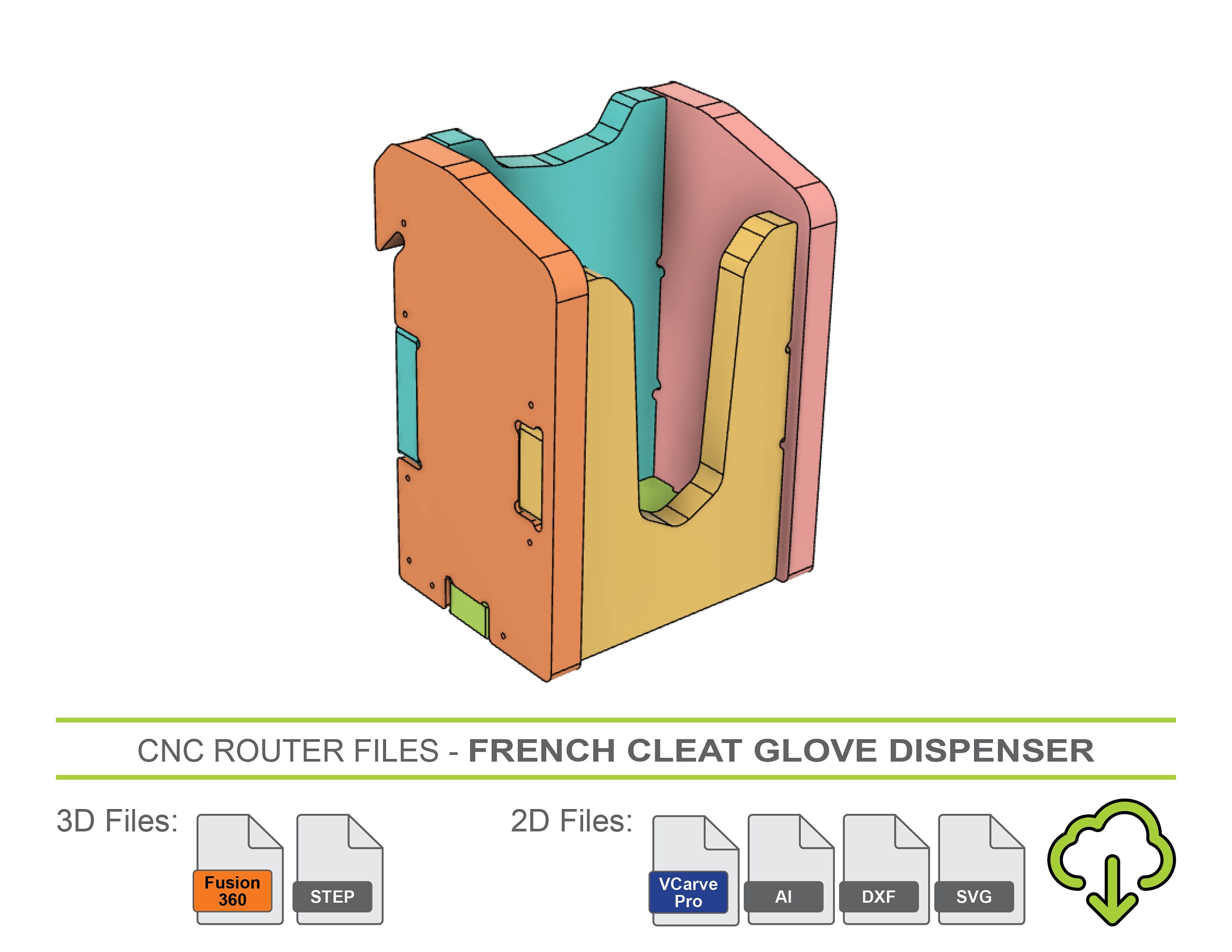 CNC Router Files French Cleat Glove Storage Dispenser French Cleat Wall ...