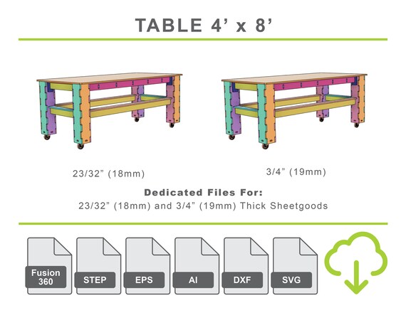 CNC Files for Wood Worktable Workbench Table File 4'x8