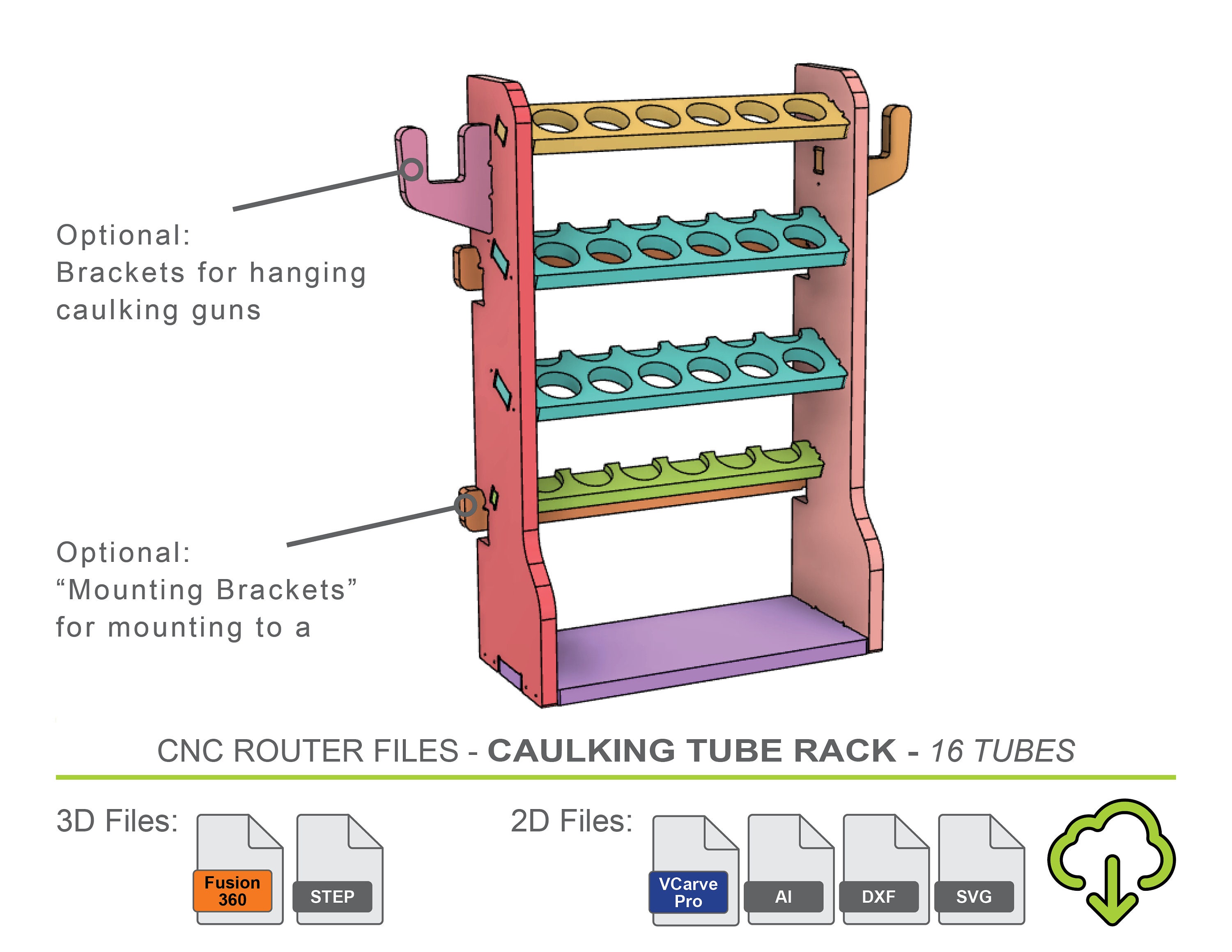 CNC Router Files Caulk Tube Holder, CNC Files for Wood Caulk Tube ...
