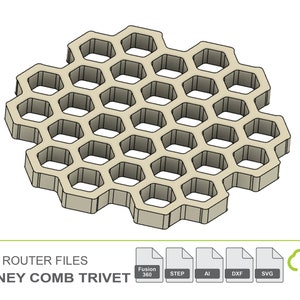 Honey Comb Trivet CNC Router Files, CNC Router Your Own Honey Comb Trivet, Fusion 360 step svg eps dxf file