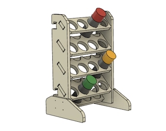 16 Can Spray Paint Can Holder Storage Rack CNC Design File, Aerosol Can Lube Organizer, Fusion 360 STEP dxf eps svg illustrator design files