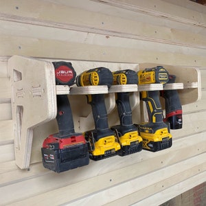 CNC Router Files French Cleat Wall Cordless Tool Organizer 5 Slot - Power Drill Holder CNC Plans