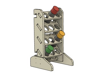 12 Can Spray Paint Can Holder Storage Rack CNC Design File, Aerosol Can Lube Organizer, Fusion 360 STEP dxf eps svg illustrator design files