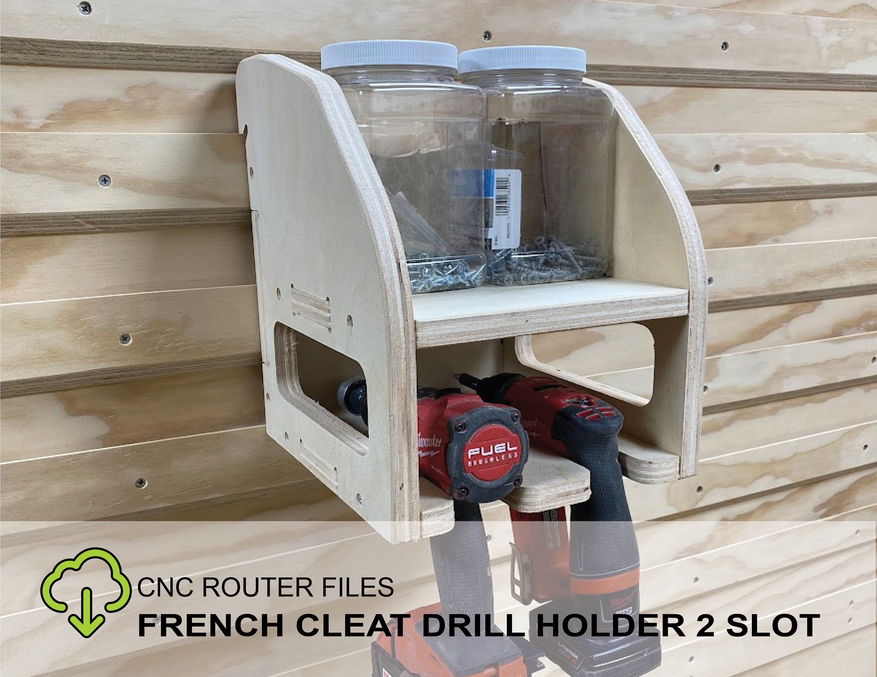 French Cleat CNC Router File Drill Holder Cabinet 2 Slot, CNC Files for ...