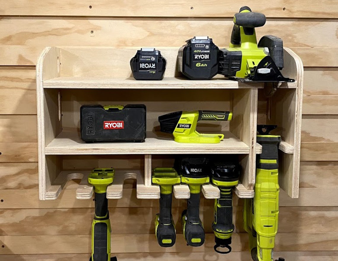 Ryobi Cordless Drill Storage Battery Charging Station Wall Etsy