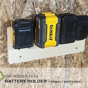 Wall Mounted Battery Holder for Dewalt 20v SVG DXF CNC Router Files, Wall Mounted Dewalt Battery Holder
