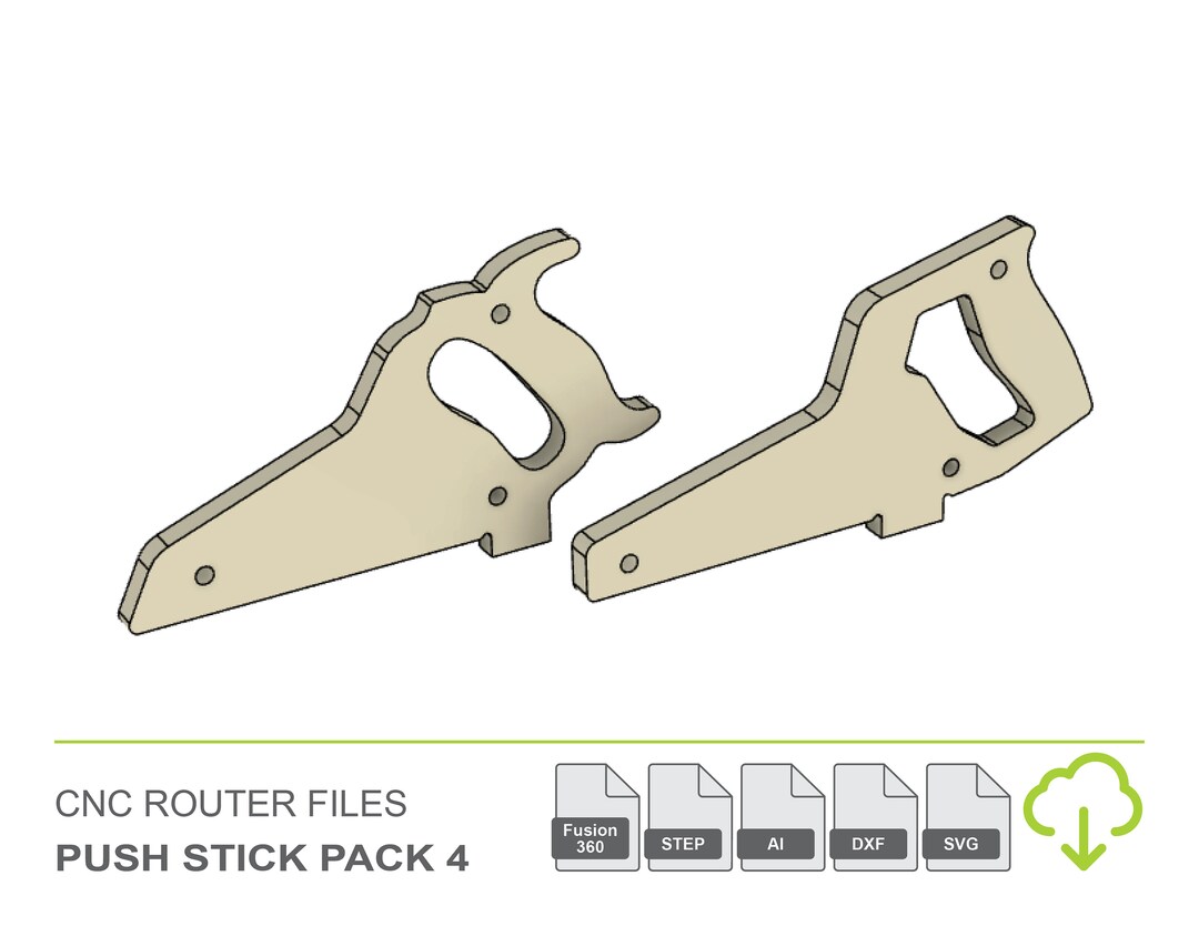 Saw Handle Push Stick Pack 4 CNC Router Files, Pack of Multiple Saw