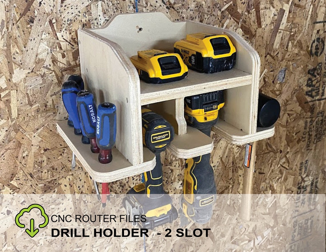 CNC Files for Wood Drill Holder Plans 2 Slot Etsy