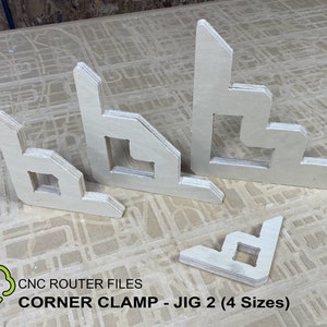 Eckklemme Jig 2 CNC-Fräser-Dateien, Schrank-Quadrate, Paket aus Mehrfach-Größen-Eckklemme Jigs, Fusion 360 SVG DXF Schritt und Illustrator Dateien