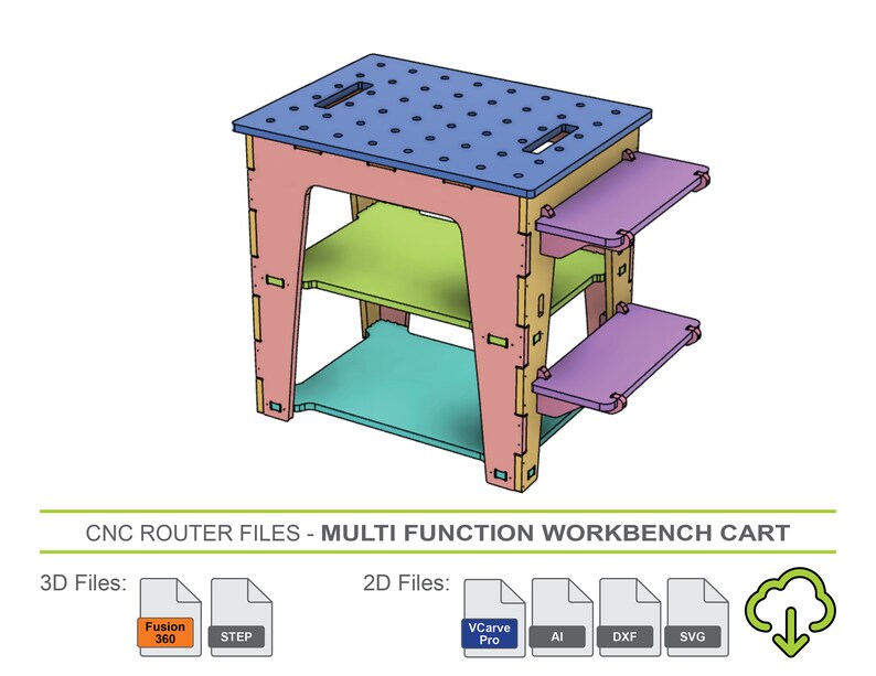 CNC Router Files Multi Function Workbench Cart - Mobile Workbench Table ...