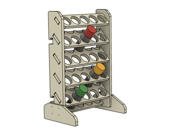 25 Can Spray Paint Can Holder Storage Rack CNC Design File, Aerosol Can Lube Organizer, Fusion 360 STEP dxf eps svg illustrator design files