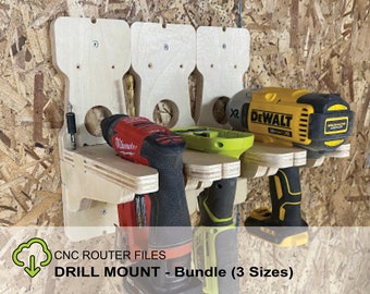 CNC Router Files Cordless Drill Mount Bundle - Small Medium & Large