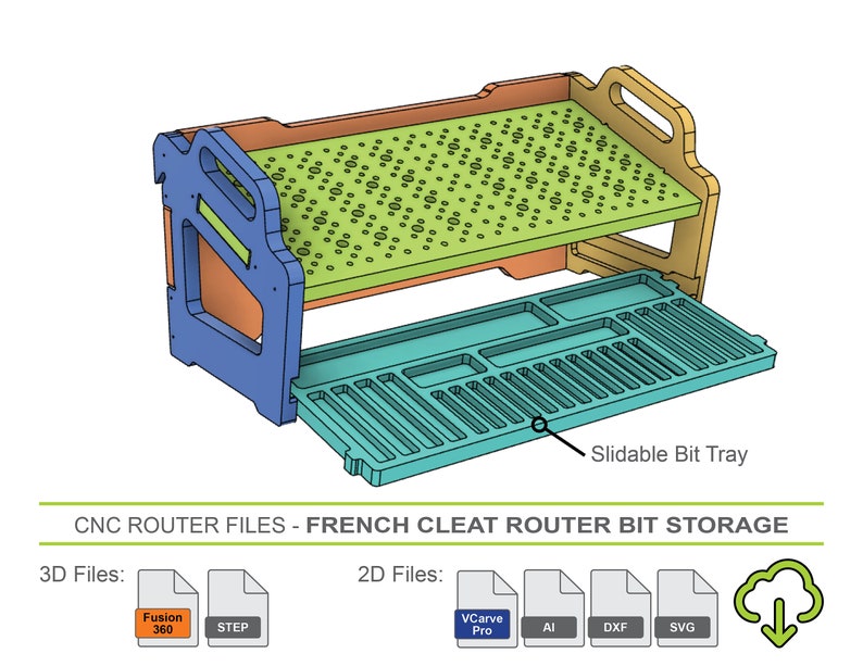 Tiered Router Bit CNC Router Files French Cleat Router Bit Holder Rack, Drill Bit ...