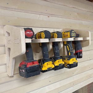 CNC Files for Wood French Cleat Drill Shelf 5 Slot - French Cleat Wall CNC Router Files Cordless Drill Shelf Organizer