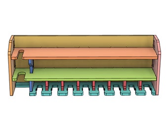 CNC Files Cordless Drill Holder 9 Slot with Reciprocating Saw Slot - Cordless Power Tool Drill Holder Station Fusion 360 CRV dxf SVG Files