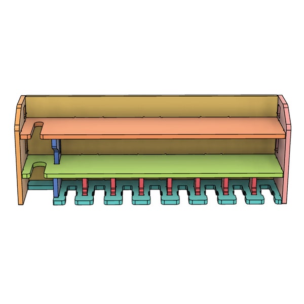 CNC Files Cordless Drill Holder 9 Slot with Reciprocating Saw Slot - Cordless Power Tool Drill Holder Station Fusion 360 CRV dxf SVG Files