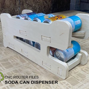 Soda Beer Can Dispenser Organizer CNC Router Files, DIY Beer Can Storage Rack, 3D cad Fusion 360 dxf svg design files