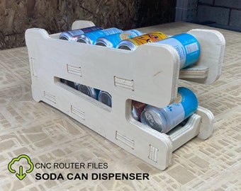 Soda Beer Can Dispenser Organizer CNC Router Files, DIY Beer Can Storage Rack, 3D cad Fusion 360 dxf svg archivos de diseño