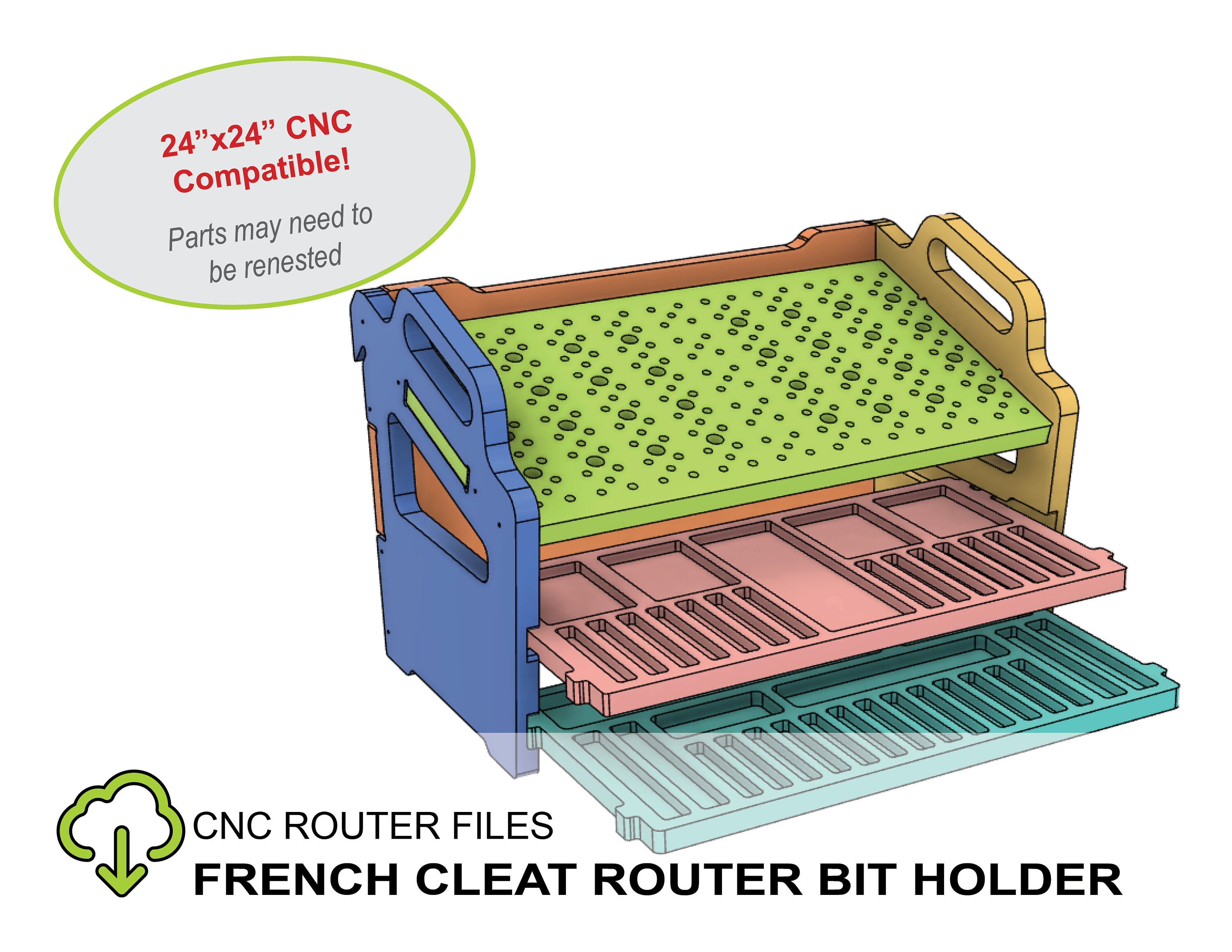 CNC Router Files French Cleat Router Bit Holder Rack, Drill Bit ...