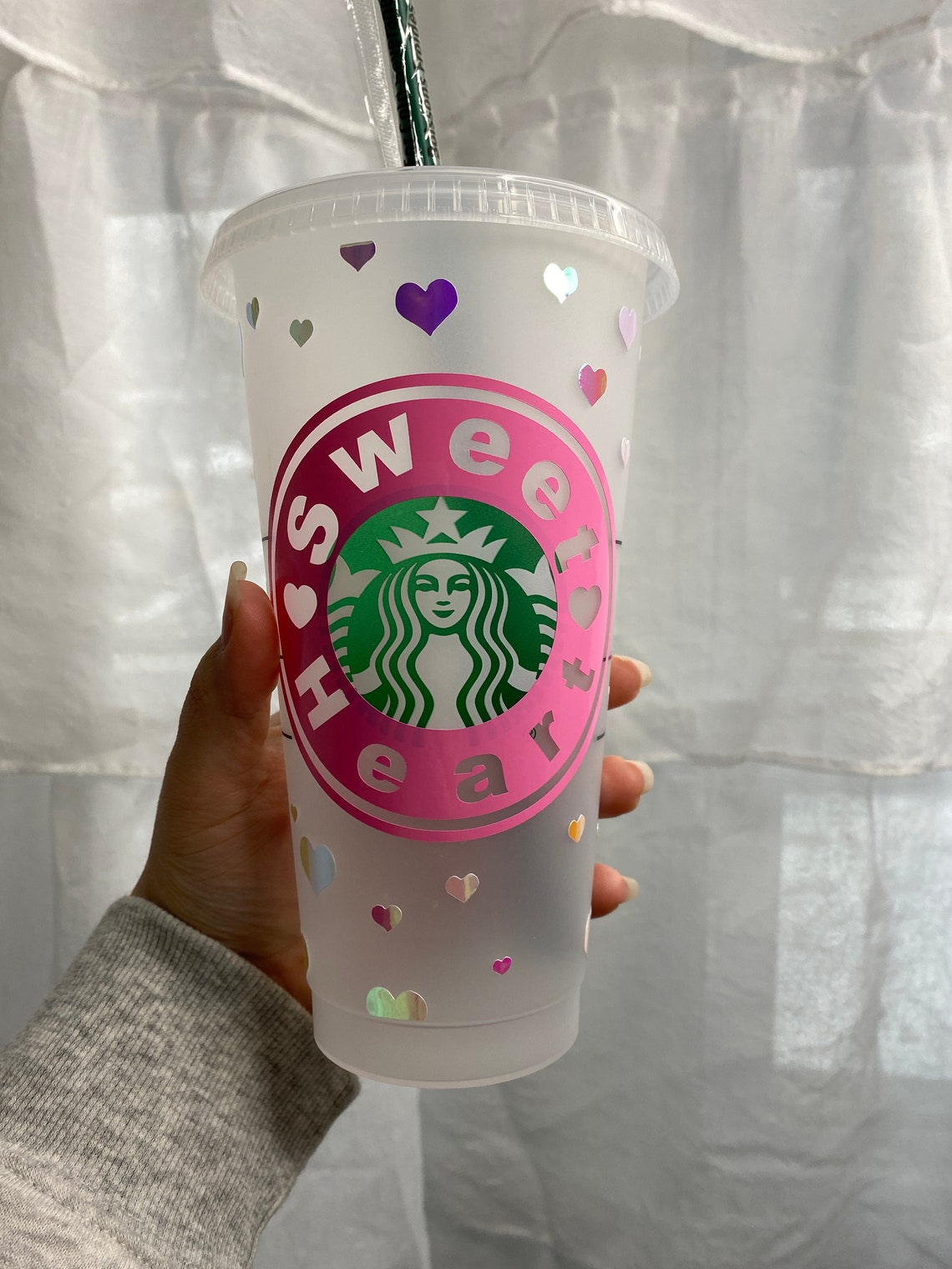 Custom Heart Starbucks tumbler Sweet heart Reusable 22oz Etsy