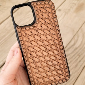 Basket Weave Leather Western Phone Case