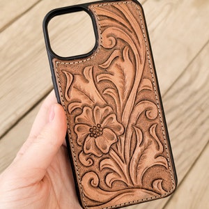 Floral Tooled Leather Western Phone Case