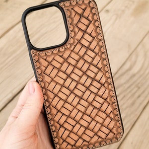 Block Pattern Leather Western Phone Case