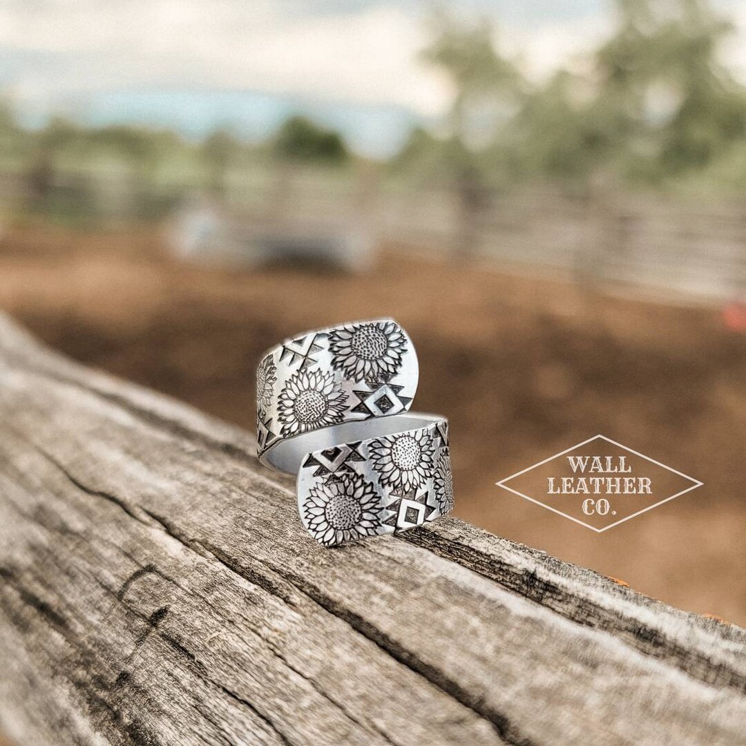 Aztec Sunflower Western Wrap Ring - Country Style - Etsy