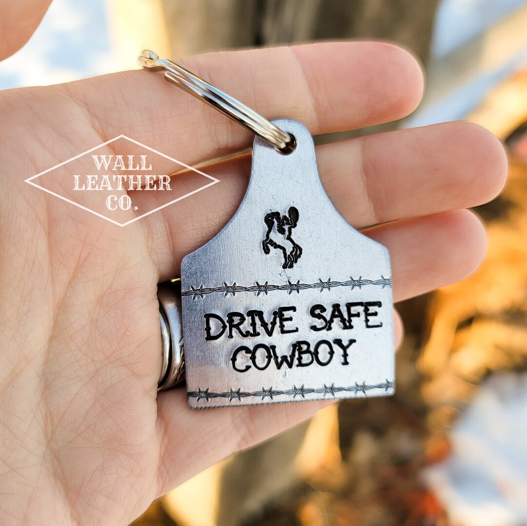 Drive Safe Barbed Wire Cattle Tag Keychain - Country & Western Style - Etsy