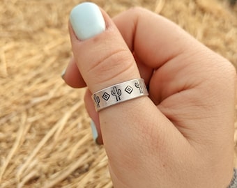 Southwestern Cactus Diamond Ring - Country & Western Style