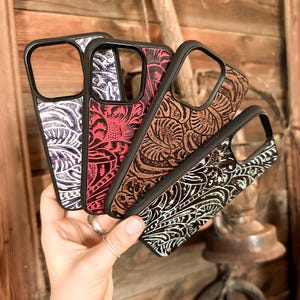 Embossed Leather Western Phone Case - Multiple Color Options