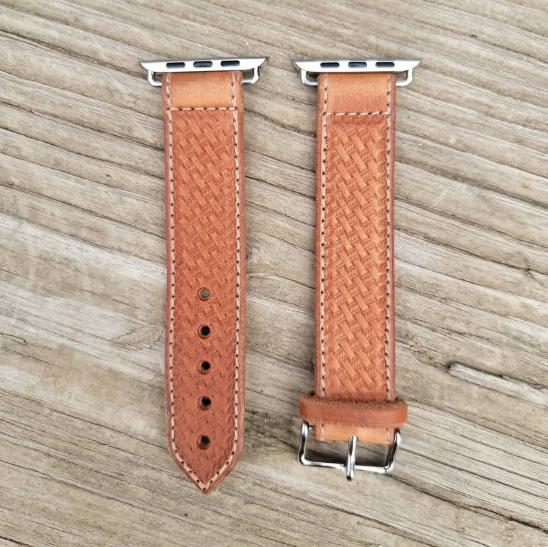 Tooled Leather Smart Watch Band Customized Gift Country Etsy