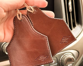 Leather Car Air Freshener: Western Cattle Ear Tag, Scented Vehicle Accessory for New Car