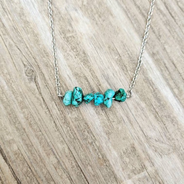 Turquoise Nugget Bar Necklace - Country & Western Style