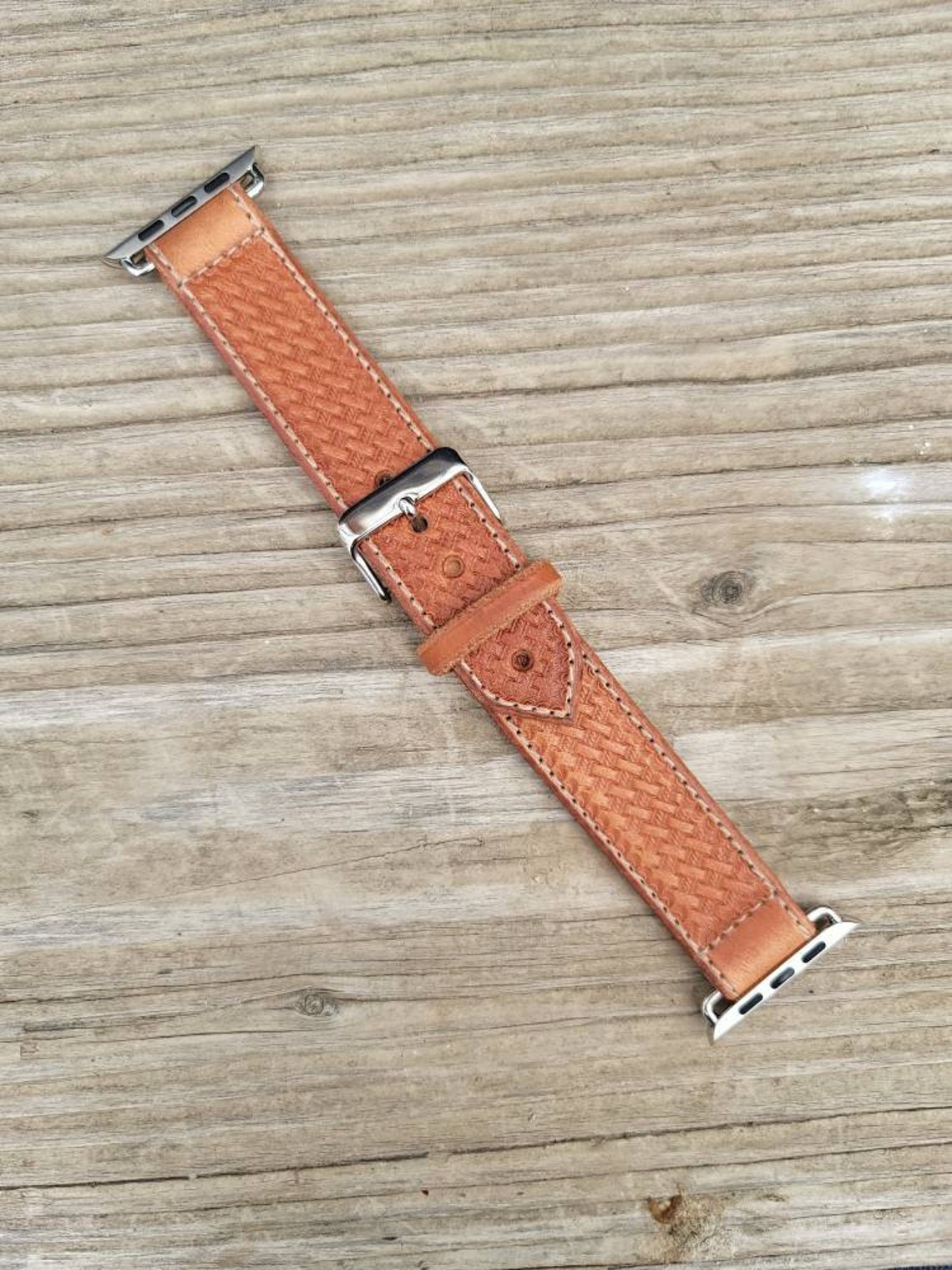 Tooled Leather Smart Watch Band Customized Gift Country Etsy