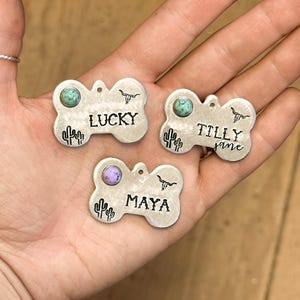 Custom Turquoise Pet ID Tag: Cactus & Longhorn Western Ranch Dog Name Tag Bild 7