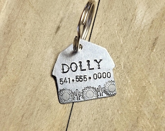 Barn Pet ID Tag - Cactus & Sunflower - Cowdog Name Tag - Country Western Ranch Farm Dog