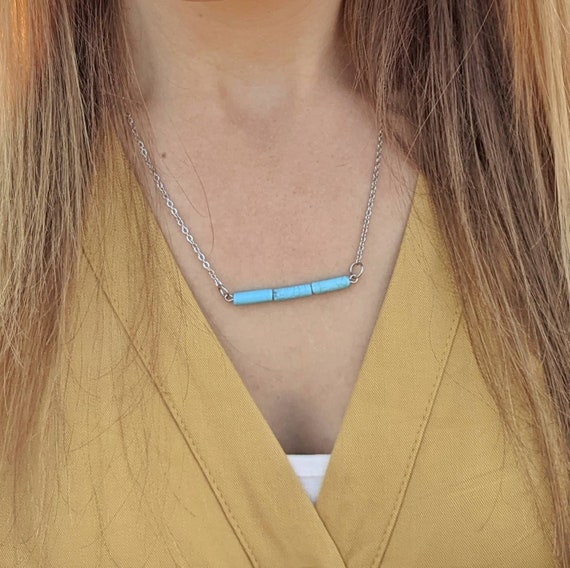 Turquoise Bar Necklace Country Western Style Etsy Australia