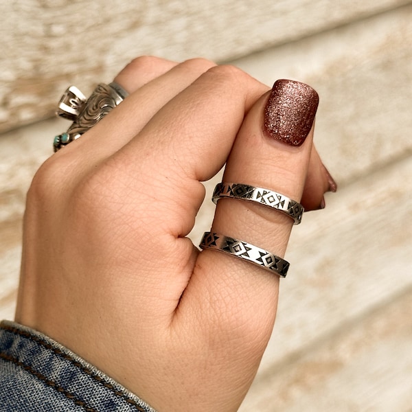 Aztec Stacker Ring - Country & Western Style - Thumb Ring