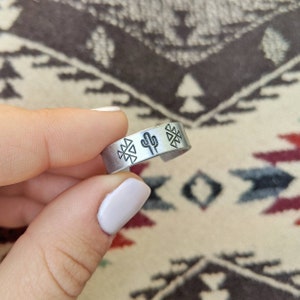 Southwestern Aztec Cactus Ring - Country & Western Style