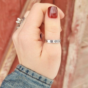 Southwestern Diamond Print Ring - Country & Western Style - Stacker Thumb Ring