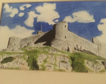 Harlech Castle, Wales watercolour pen and ink