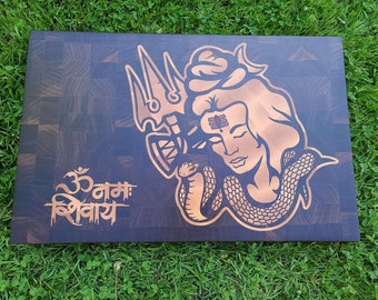 Shiva Cutting Board. Custom inlay cutting board. Chopping block. Maha Shivaratri!